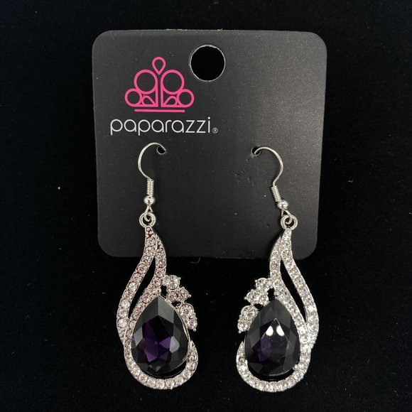 Paparazzi Fashion Jewelry Dancefloor Diva Purple Hook Earrings - Picture 1 of 4